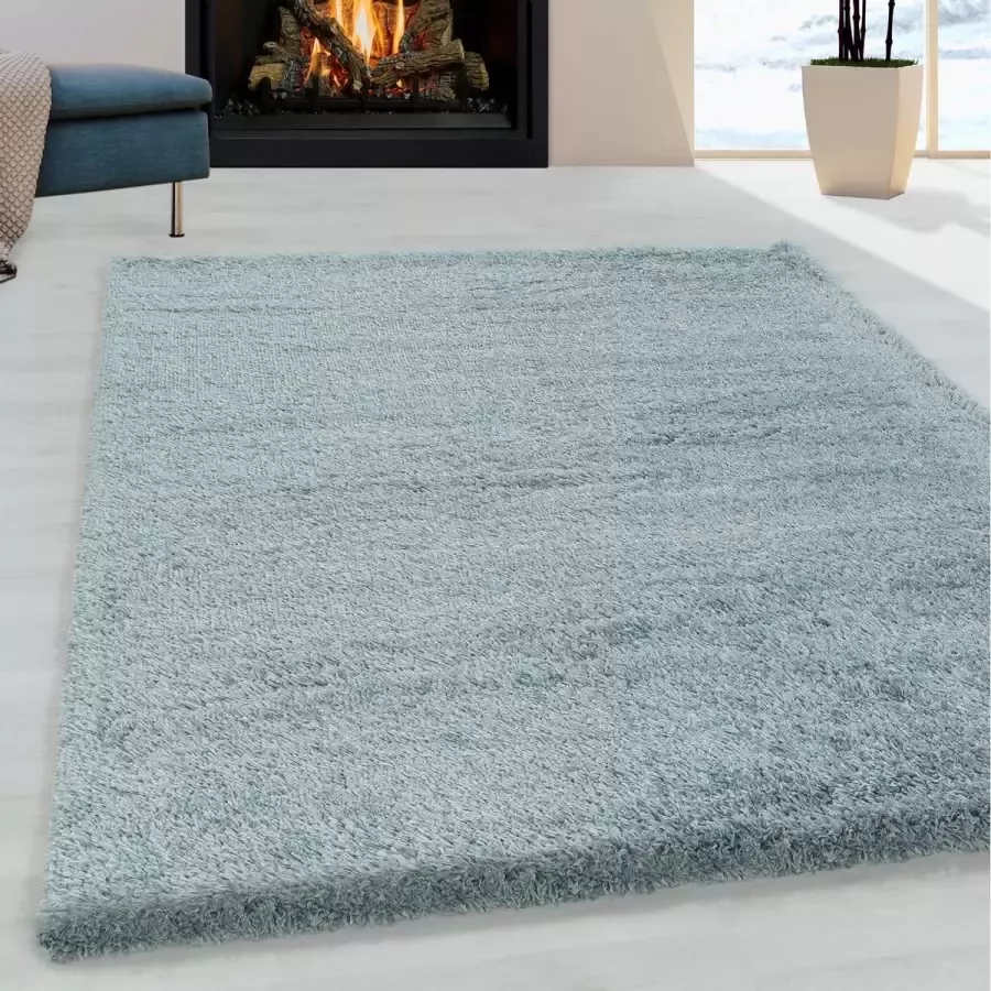 Flycarpets Fycarpets Luna Vloerkleed Luna 140x200cm Blauw Hoogpolig