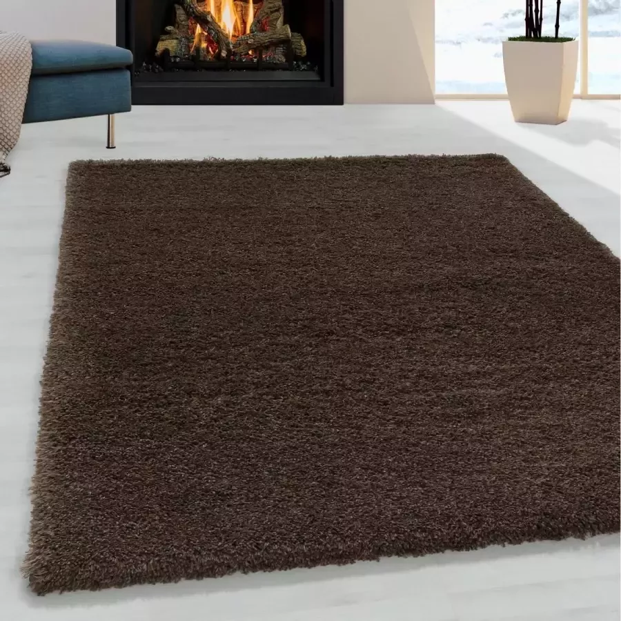 Flycarpets Fycarpets Luna Vloerkleed Luna 200x290cm Bruin Hoogpolig