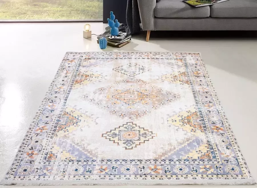 Flycarpets Hana Wasbaar Vloerkleed Vintage Kleurrijk Voor binnen en buiten Laagpolig Wasbaar op 30° 160x230 cm
