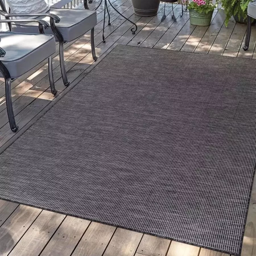 Flycarpets Hilaria Buitenkleed Effen Voor Binnen & Buiten Vloerkleed Antraciet 120x170 cm