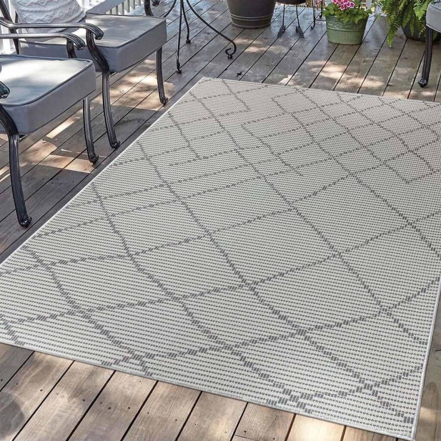 Flycarpets Hilaria Buitenkleed Voor Binnen & Buiten Vloerkleed Donkergrijs 120x170 cm