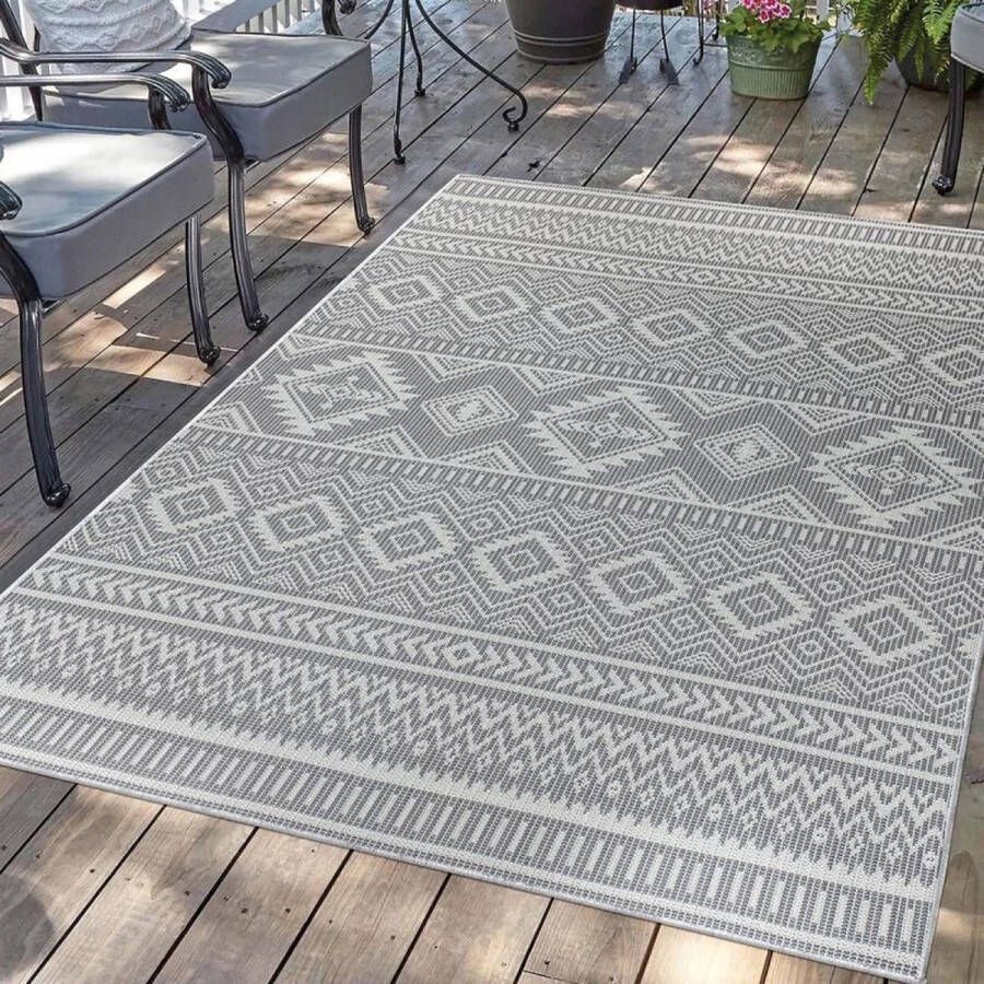 flycarpets Hilaria Buitenkleed Voor Binnen & Buiten Vloerkleed Donkergrijs 200x290 cm