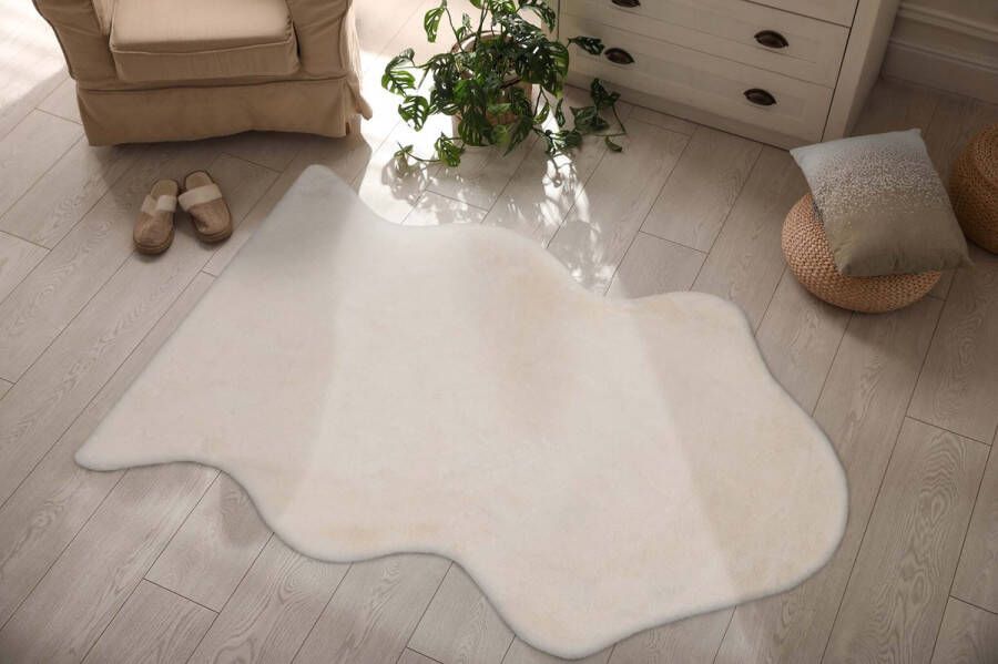 Flycarpets Huggy Schaap Kindervloerkleed 80X110 Cm Vloerkleed Creme 80x110 cm