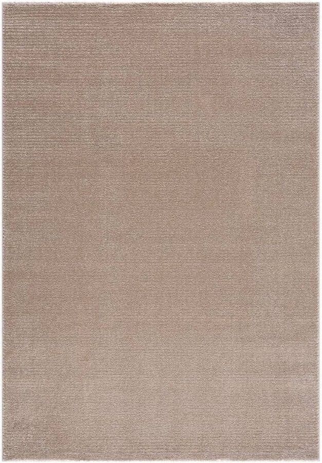 Flycarpets Junius Modern Effen Gestreept Vloerkleed Beige 160x230 cm Voor in de woonkamer- Laagpolig