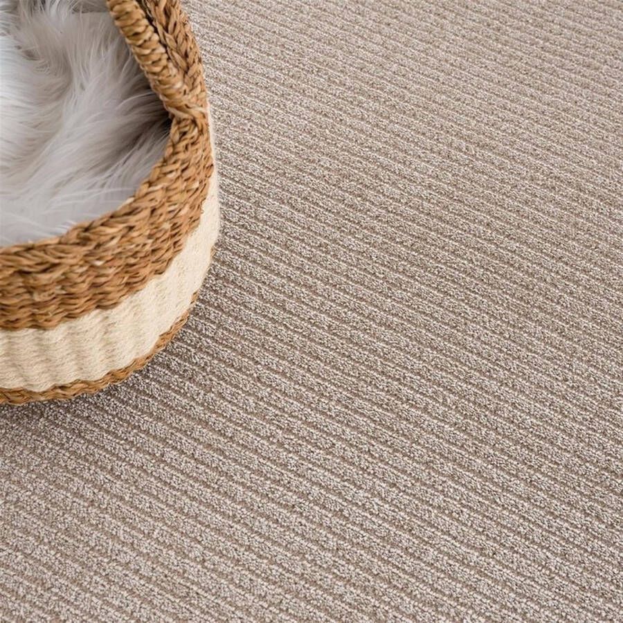 Flycarpets Junius Modern Effen Gestreept Vloerkleed Beige 240x340 cm Voor in de woonkamer Laagpolig