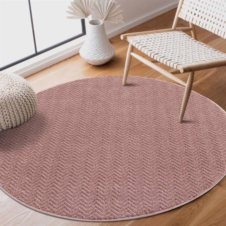 Flycarpets Junius Modern Effen Motief Vloerkleed Roze 160 cm Rond - Foto 2