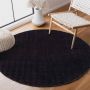 Flycarpets Junius Modern Effen Motief Vloerkleed Zwart 160 cm Rond - Thumbnail 2