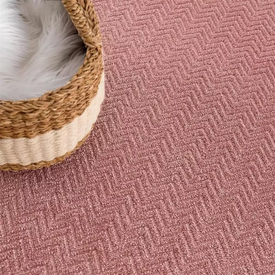 Flycarpets Junius Modern Effen Motief Vloerkleed Roze 160 cm Rond