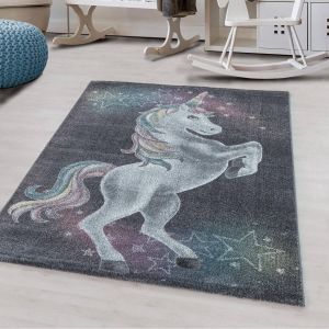 FlyCarpets Kids Kinderkamer Grijs Vloerkleed Eenhoorn