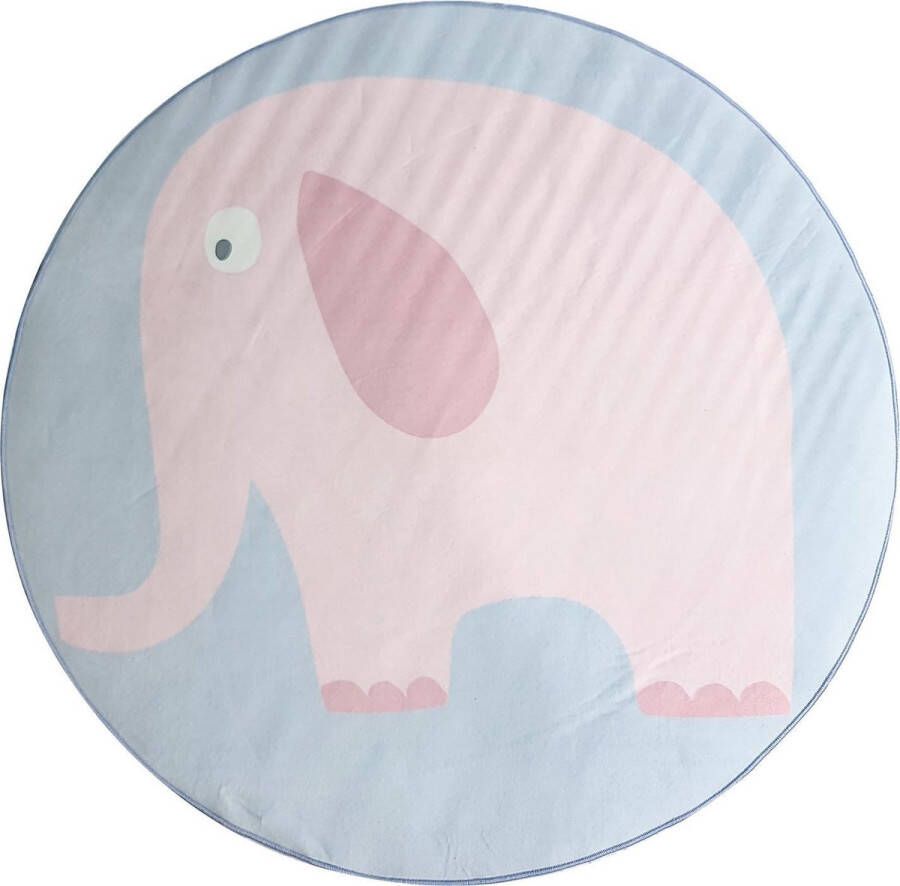 flycarpets KIDS KINDERKAMER ROZE BLAUW VLOERKLEED OLIFANT