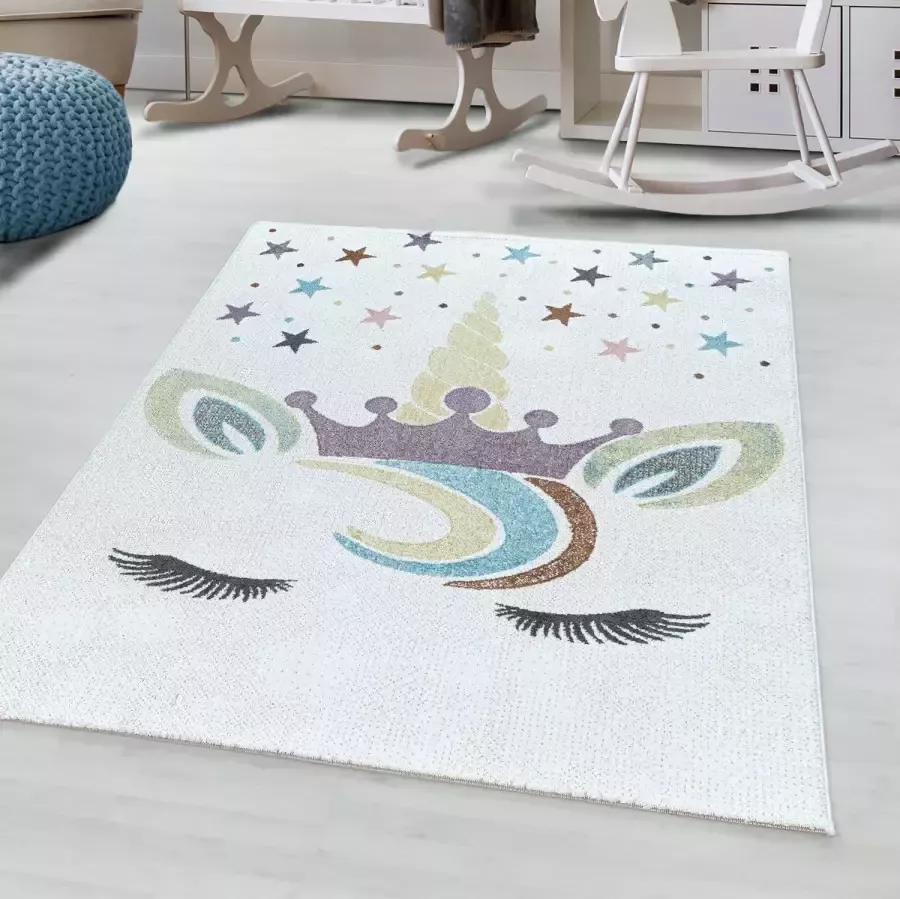 flycarpets KIDS REPUBLIC KINDERKAMER WIT VLOERKLEED EXOTIC EENHOORN