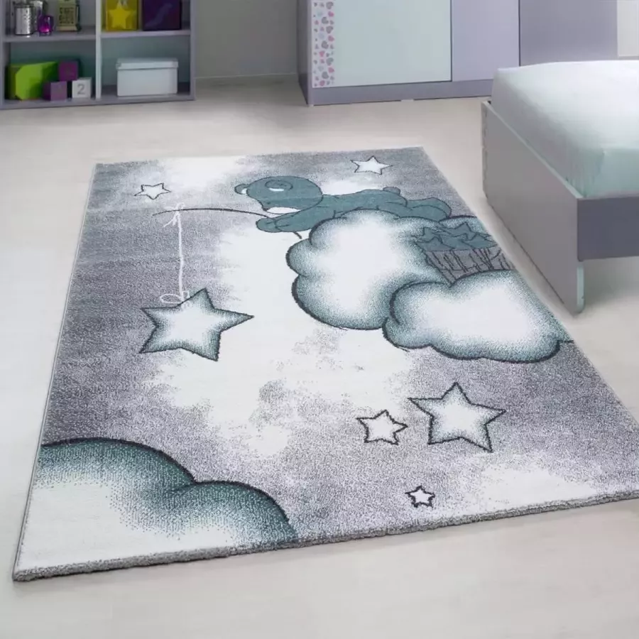 Flycarpets Kids vloerkleed Blauw 120 X 170 CM Kinderkamer Beertje