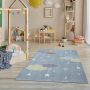 Flycarpets Kids Vloerkleed Kinderkamer Wolken Speelkleed Speelmat Laagpolig Grijs Multi 160x230 cm - Thumbnail 1