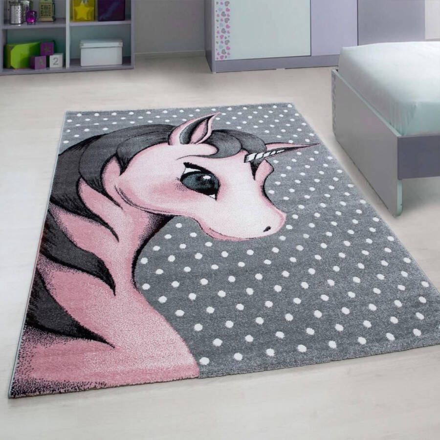 flycarpets Kids vloerkleed Roze 160 X 230 CM Kinderkamer Eenhoorn