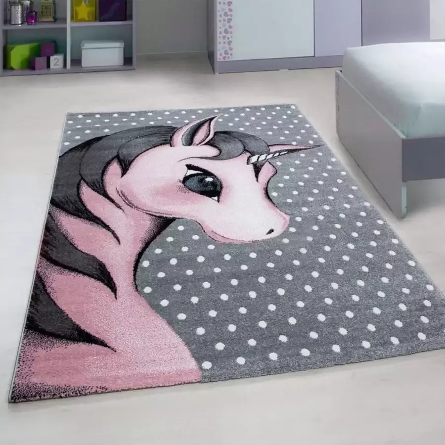 Flycarpets Kids vloerkleed Roze 160 X 230 CM Kinderkamer Eenhoorn