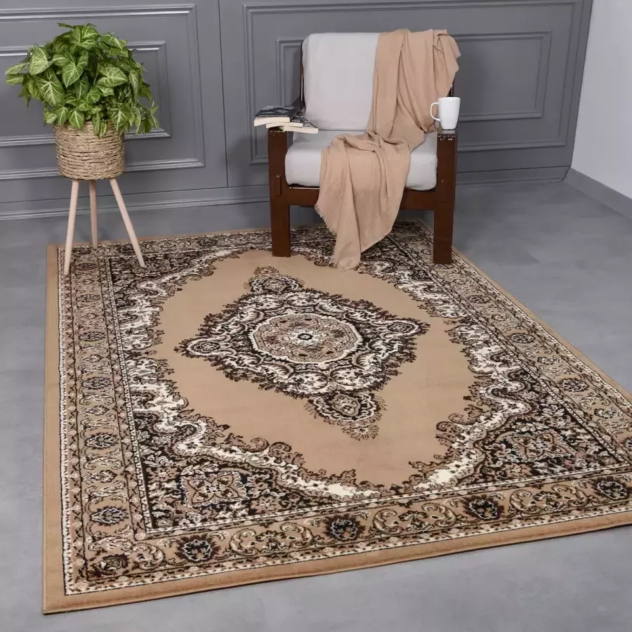 Flycarpets Klassiek Beige Vloerkleed Skazar Oosters motief Perzisch Tapijt 120x170cm Woonkamer - Foto 2