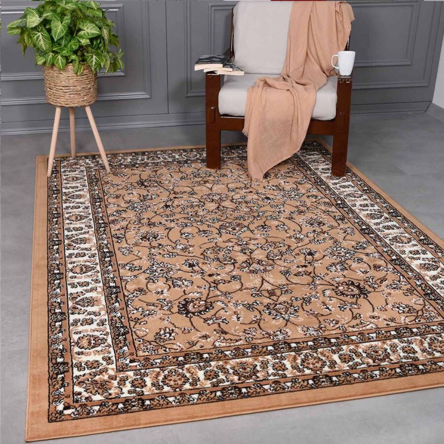 flycarpets Klassiek Beige Vloerkleed Skazar Oosters motief Perzisch Tapijt Woonkamer 240x340 cm