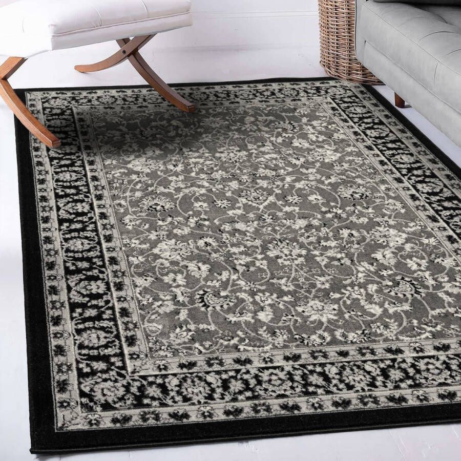 flycarpets Klassiek Grijs Zwart Vloerkleed Skazar Oosters motief Perzisch Tapijt 280x380 cm