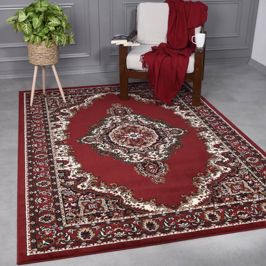 Flycarpets Klassiek Rood Vloerkleed Skazar Oosters motief Perzisch Tapijt 120x170cm Woonkamer