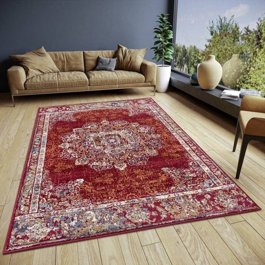 Flycarpets Klassiek Vintage Vloerkleed Maderno Rood Multi 140x200 cm Perzisch Tapijt Laagpolig Woonkamer - Foto 1