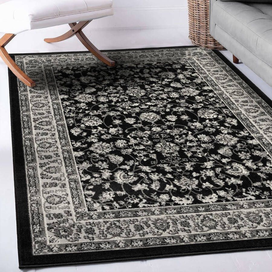 Flycarpets Klassiek Zwart Grijs Vloerkleed Skazar Oosters motief Perzisch Tapijt 240x340 cm - Foto 1