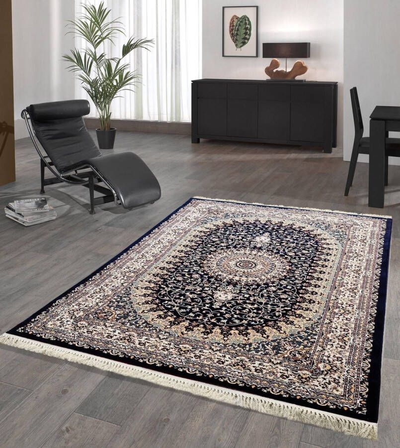 flycarpets Klassieke Vloerkleed Tachmahal Oosters motief Medaillon Blauw 200x290 cm