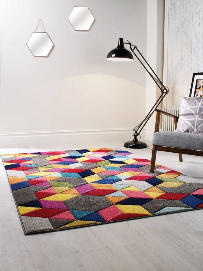 Flycarpets Kleurrijk Vloerkleed Dynamic Laagpolig Geometrisch Multi 160x230 cm