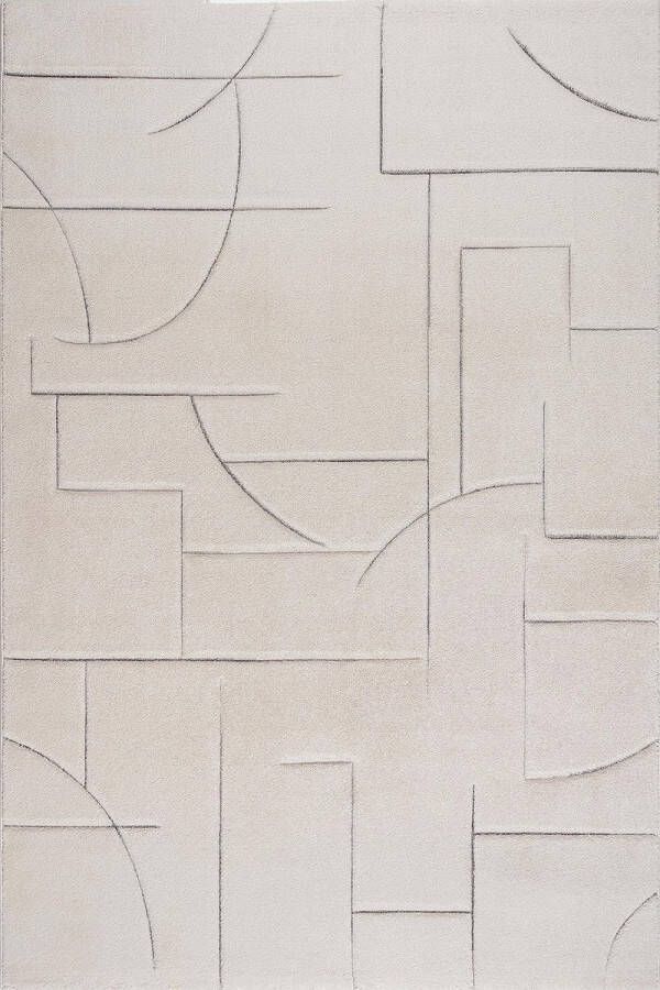 Flycarpets Kristal Modern Creme Grijs Vloerkleed Laagpolig 200x290 cm