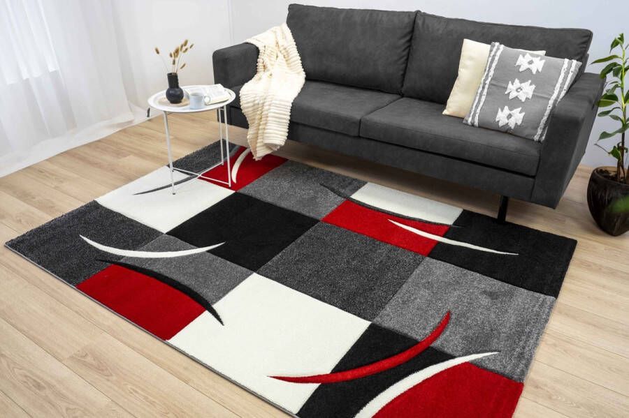 Flycarpets Kristal Modern Vloerkleed 120x170cm Rood - Foto 2