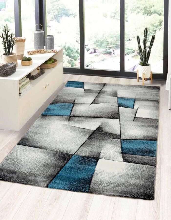 Flycarpets Kristal Modern Vloerkleed 120x170cm Turquoise