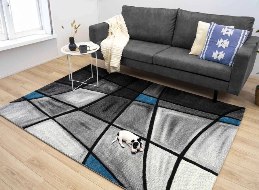 Flycarpets Kristal Modern Vloerkleed 160x230cm Blauw