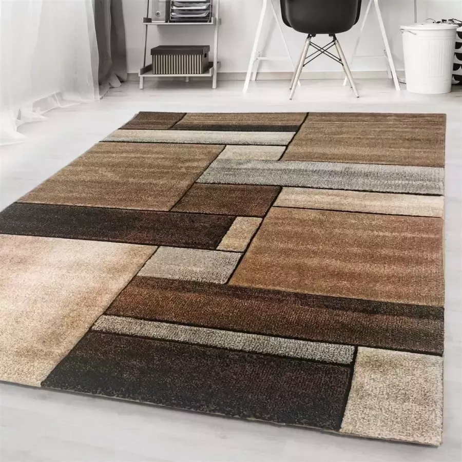 Flycarpets Kristal Modern Vloerkleed 160x230cm Bruin Grijs
