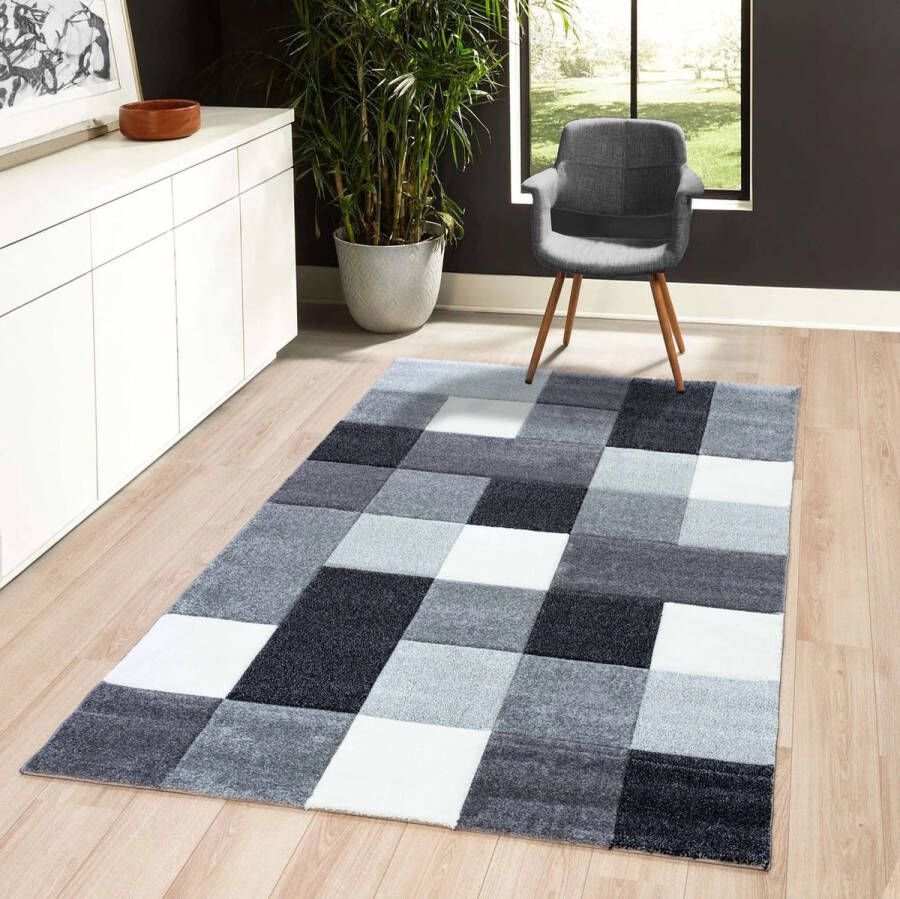 Flycarpets Kristal Modern Vloerkleed 80x150cm Grijs
