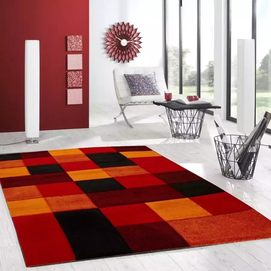 Flycarpets Kristal Modern Vloerkleed 80x150cm Rood