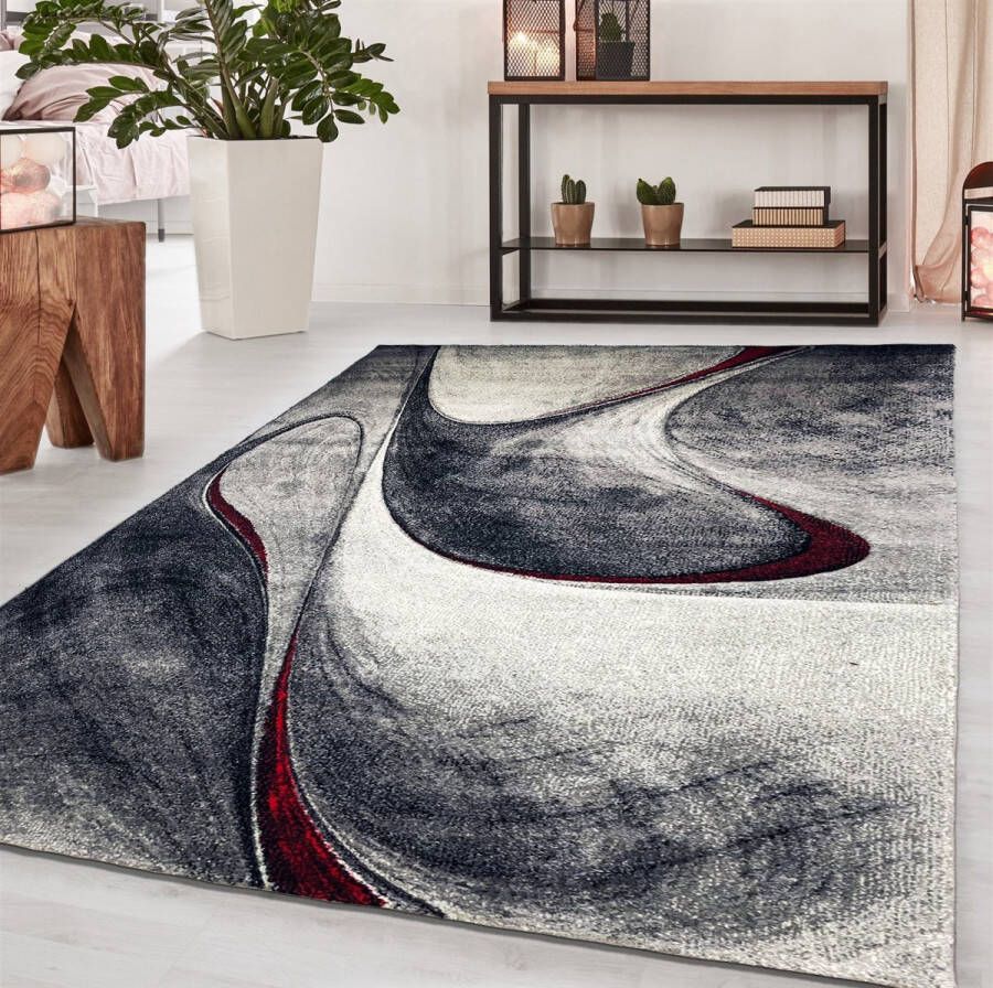 Flycarpets Kristal Modern Vloerkleed 80x150cm Rood
