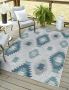 Flycarpets Lilah Blauw Grijs Groen Buitenkleed Binnen & Buiten Vloerkleed Laagpolig Tuintapijt Buitentapijt 80x250 cm - Thumbnail 1