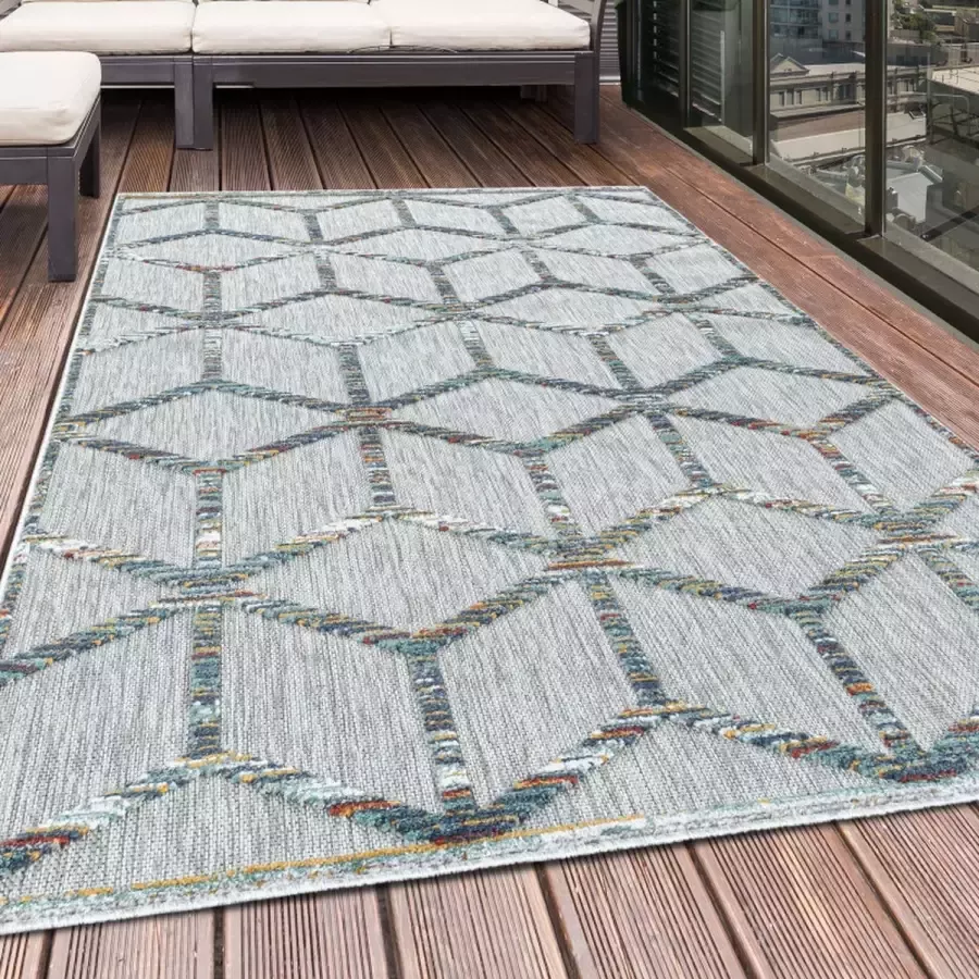 flycarpets Lilah Indoor & Outdoor Multi Vloerkleed 3D Blok 120x170 cm