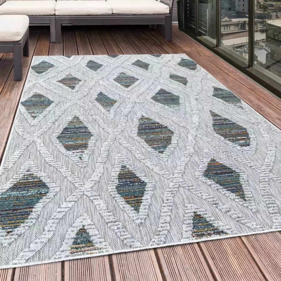 flycarpets Lilah Indoor & Outdoor Multi Vloerkleed Geruit 140x200 cm