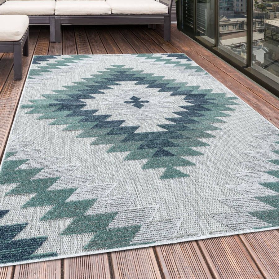 flycarpets Lilah Vloerkleed Buitenkleed Binnen & Buiten Laagpolig Blauw 240x340 cm