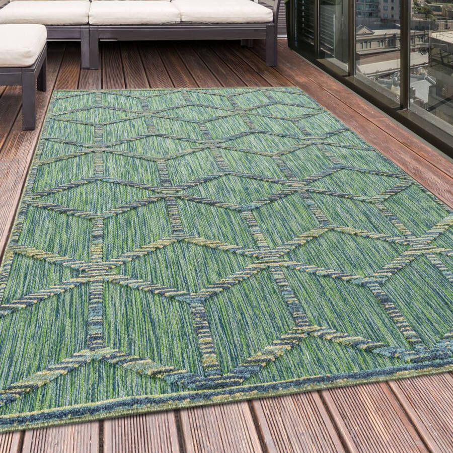 flycarpets Lilah Vloerkleed Buitenkleed Binnen & Buiten Laagpolig Groen 120x170 cm