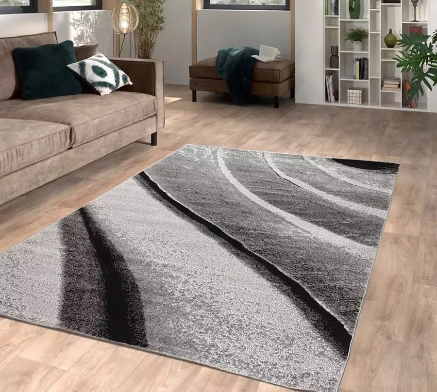 Flycarpets Lima Vloerkleed 240x340 cm Grijs Polypropyleen Voor binnen Designer Rechthoek Modern Woonkamer Laagpolig