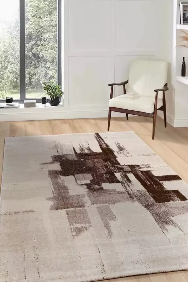 Flycarpets Lima Vloerkleed 120x170 cm Bruin Beige Polypropyleen Voor binnen Rechthoek Modern Woonkamer Laagpolig