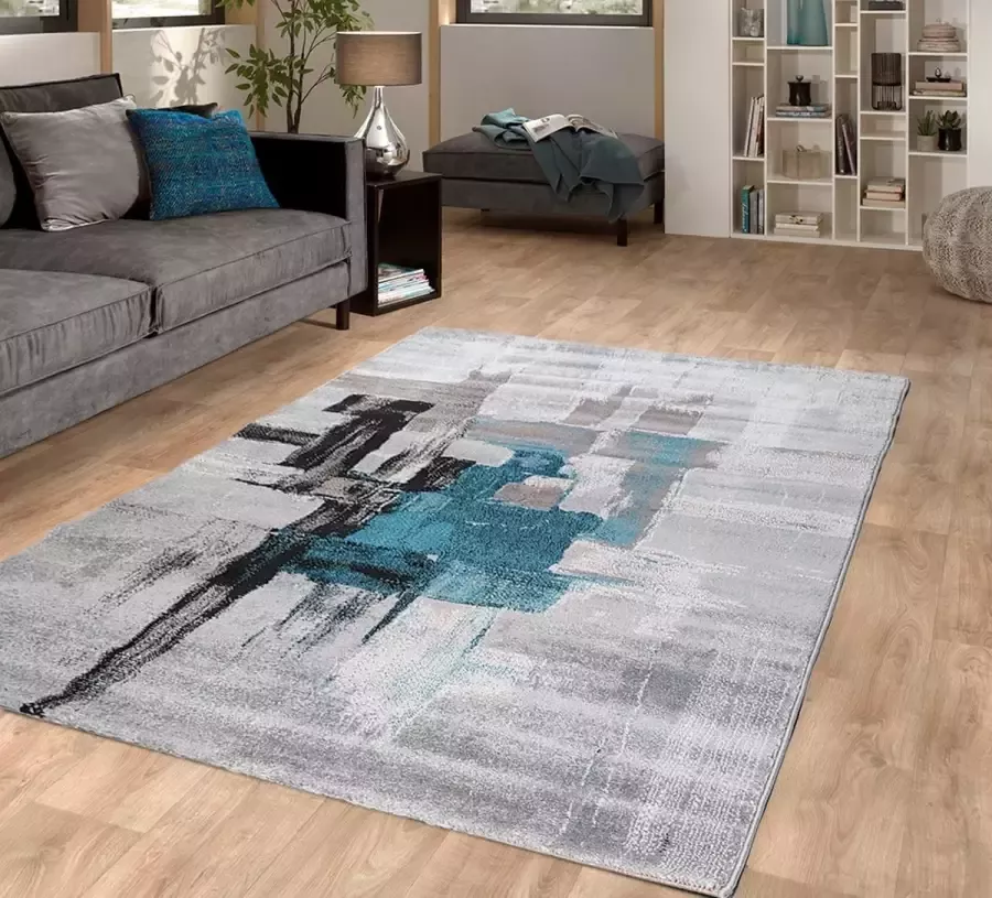 Flycarpets Lima Vloerkleed Blauw Laagpolig Voor binnen Rechthoek Modern Woonkamer 120x170 cm