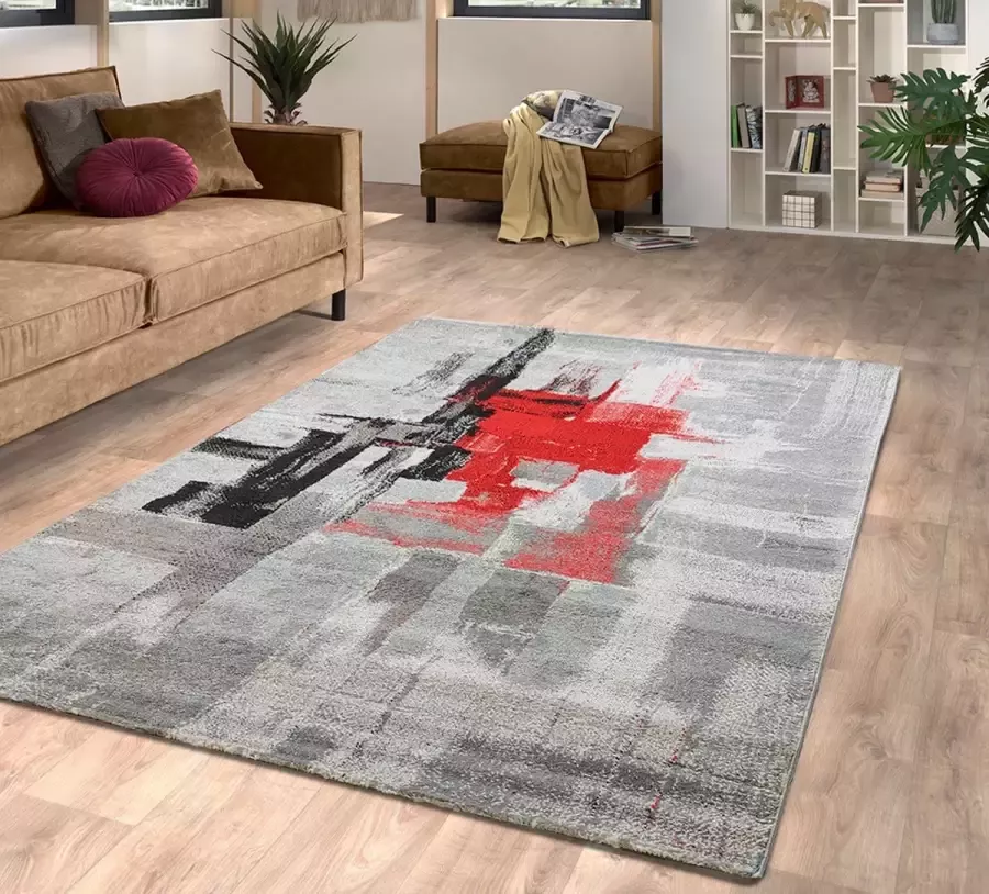 Flycarpets Lima Vloerkleed Rood Polypropyleen Voor binnen Rechthoek Modern Woonkamer 120x170 cm - Foto 1