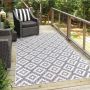 Flycarpets Lora Buitenkleed Geruit Voor Binnen & Buiten Vloerkleed Grijs 240x340 cm - Thumbnail 2