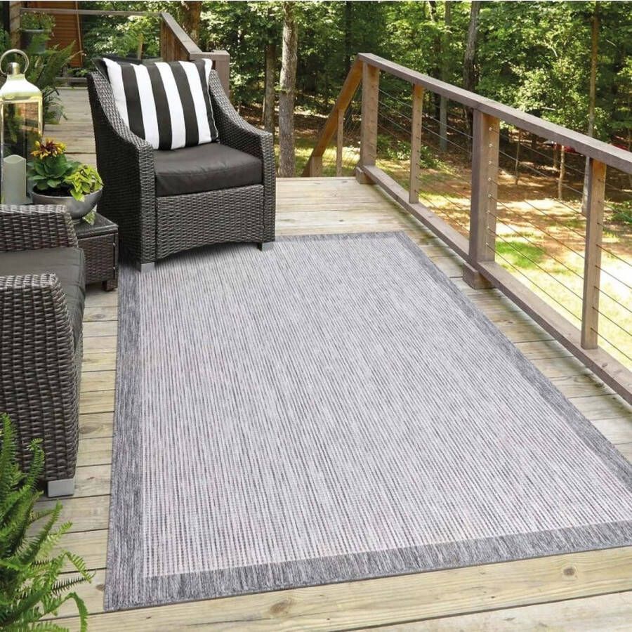 flycarpets LORA BUITENKLEED KADER GRIJS VLOERKLEED VOOR BINNEN & BUITEN