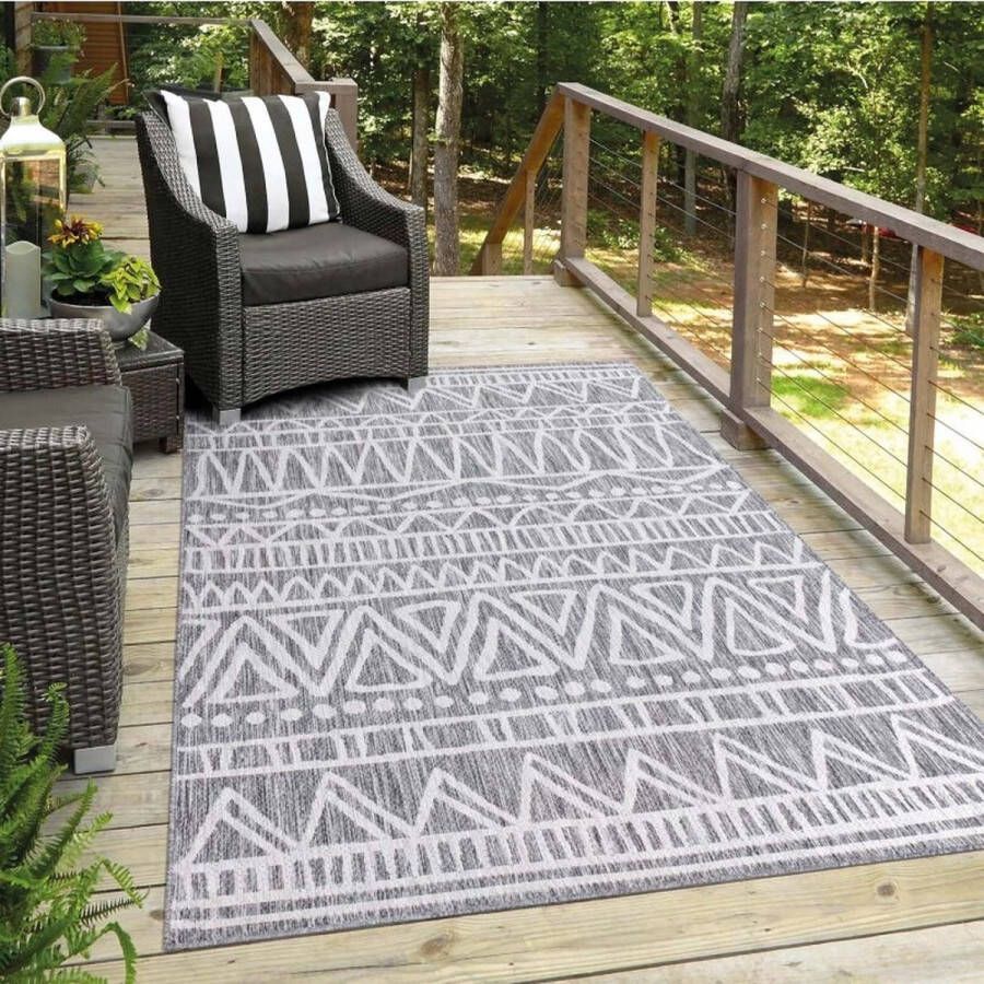 Flycarpets Lora Buitenkleed Voor Binnen & Buiten Vloerkleed Grijs 120x170 cm