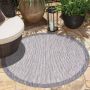 Flycarpets Lora Buitenkleed Voor Binnen & Buiten Vloerkleed Grijs Kader 120 cm Rond - Thumbnail 1