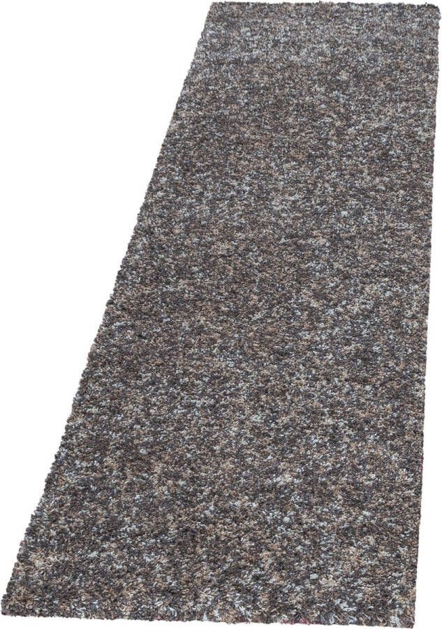 Flycarpets Lorium Loper Vloerkleed Taupe Grijs Beige Hoogpolig 80x150 cm