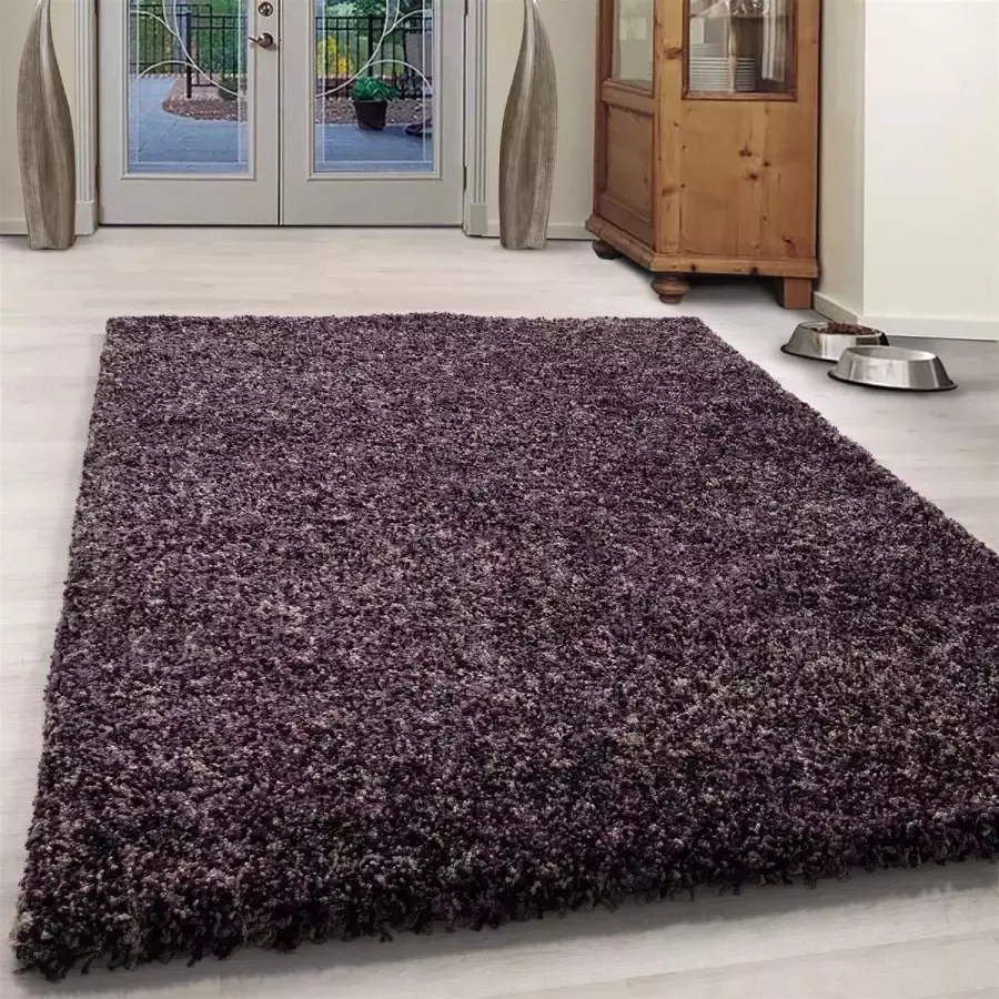 FlyCarpets Lorium Hoogpolig Vloerkleed Paars Grijs 120x170 cm